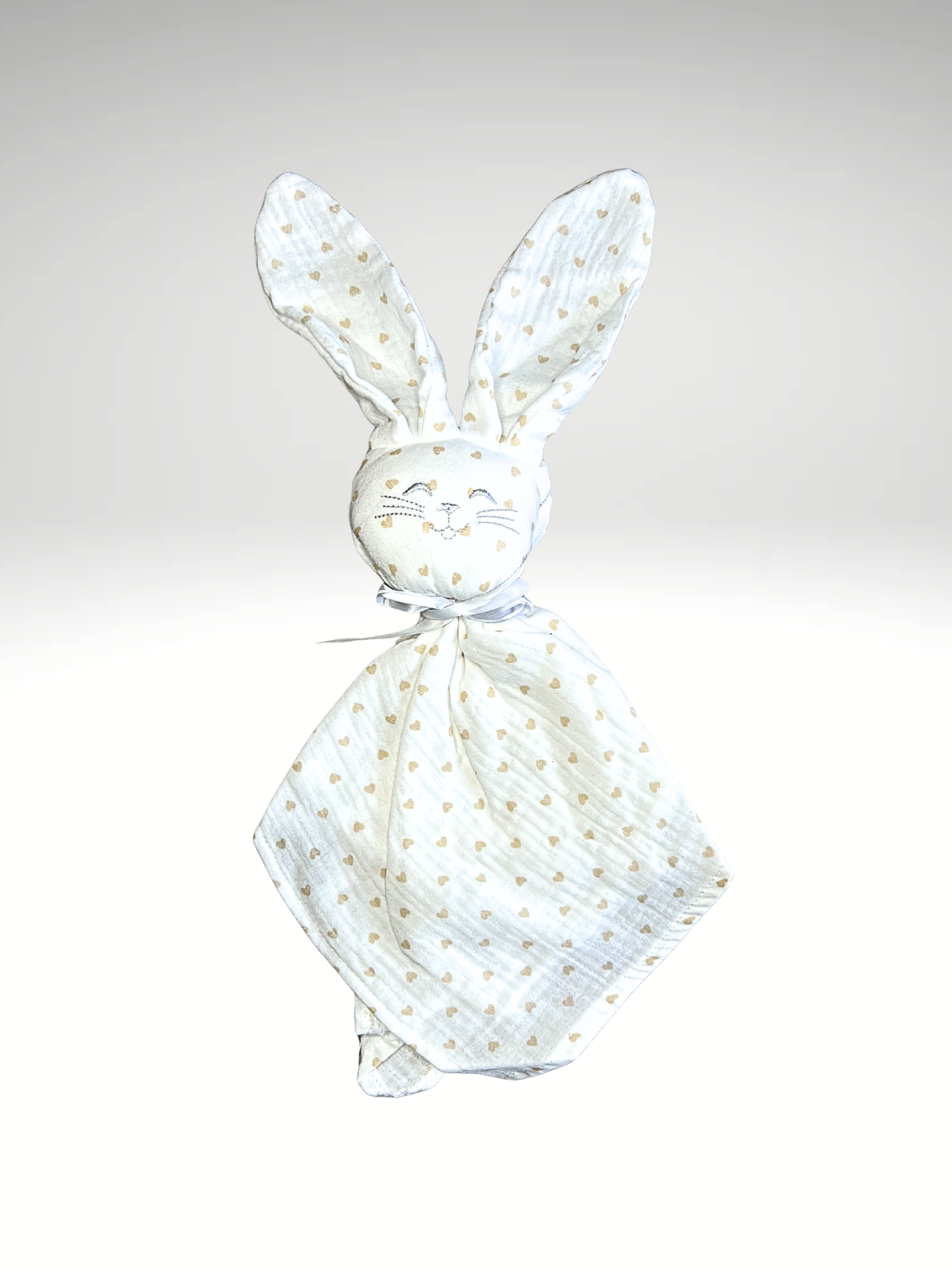 Doudou lapin coeurs ♥️ en gaze de coton