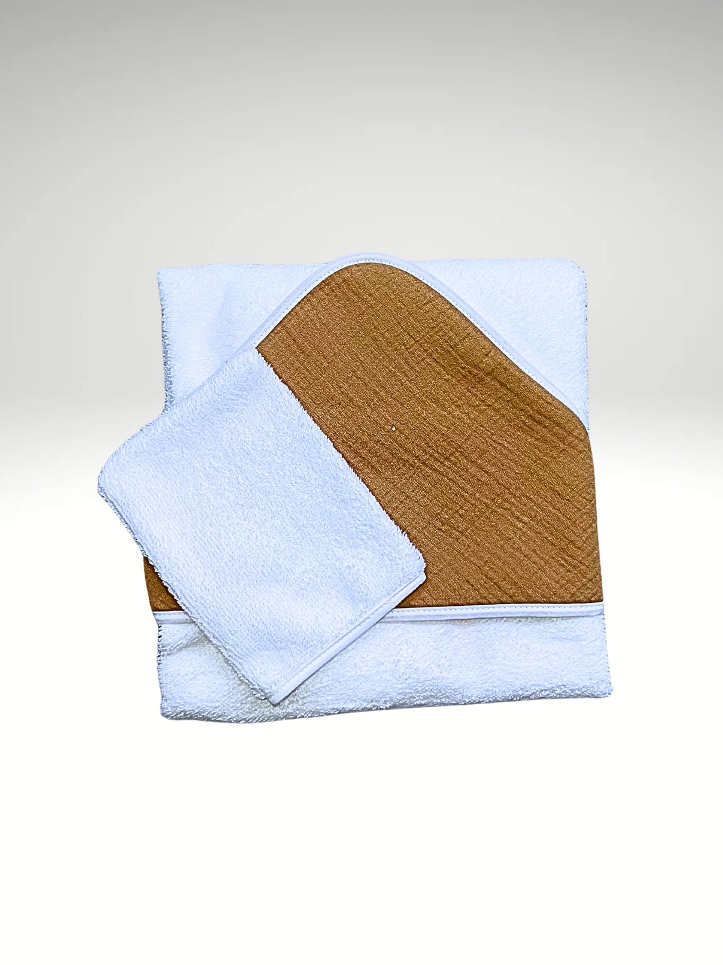 cape de bain + gant de toilette gaze de coton (bébé)