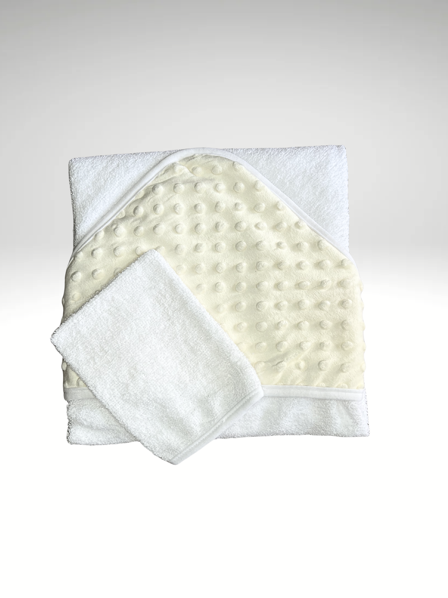cape de bain + gant de toilette minky