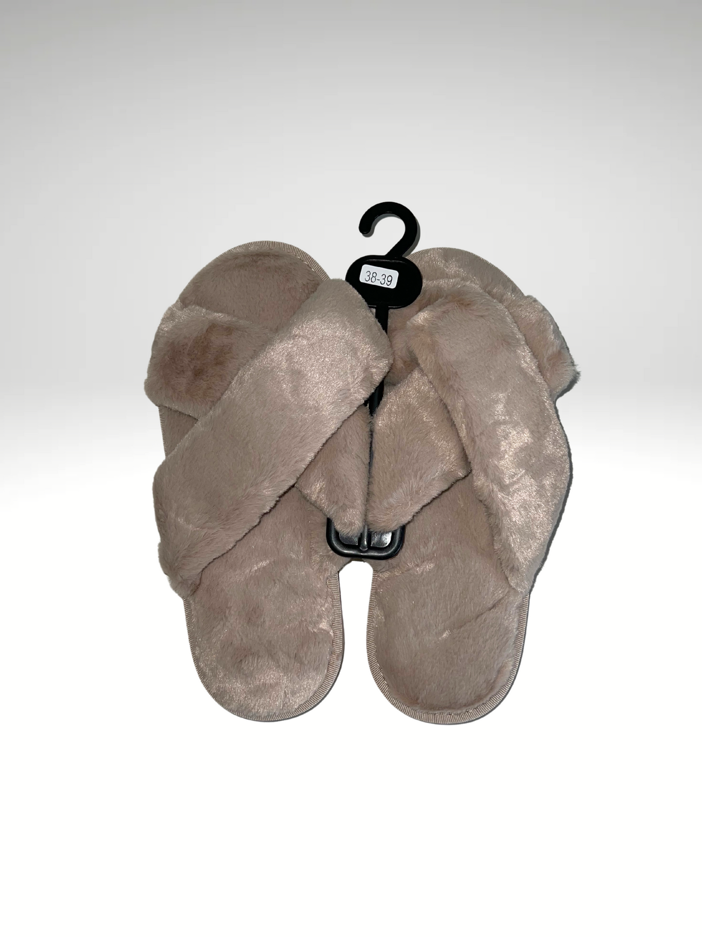 Chaussons fluffy croisé café