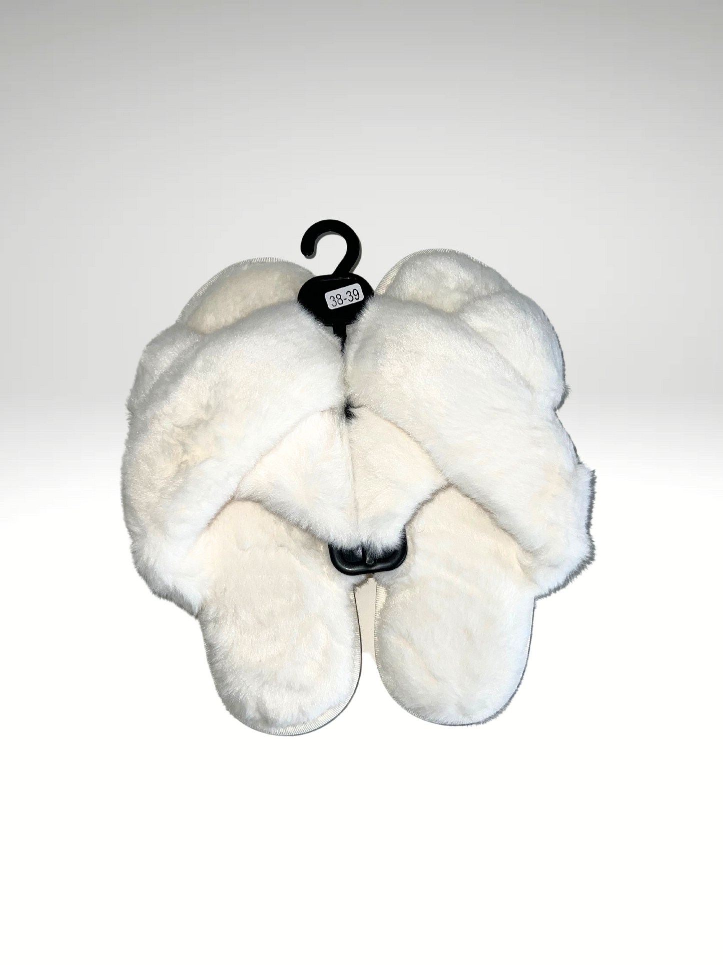 Chaussons fluffy croisé blanc cassé