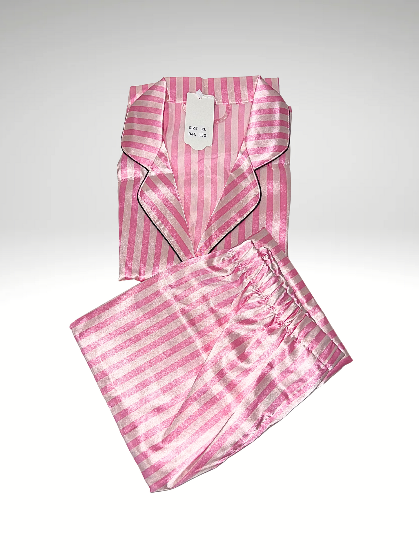 Pyjama victoria pantalon chemise manches longue en satin (130)