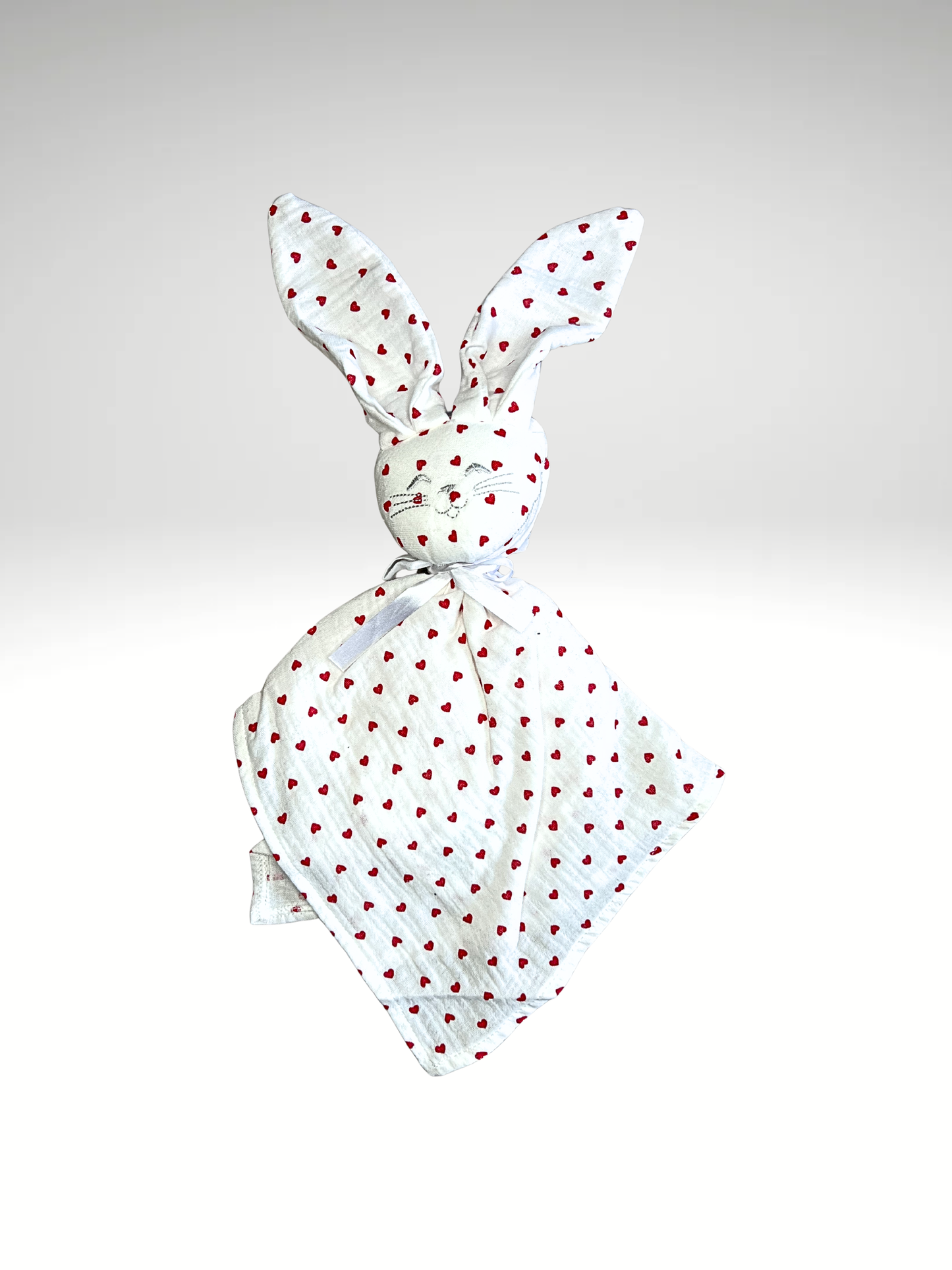 Doudou lapin coeurs ♥️ en gaze de coton