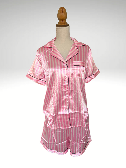 Ensemble short chemise manches courtes victoria en satin (126)