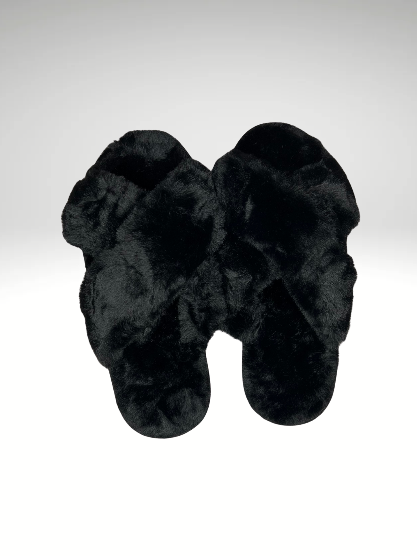 Chaussons fluffy croisé noir