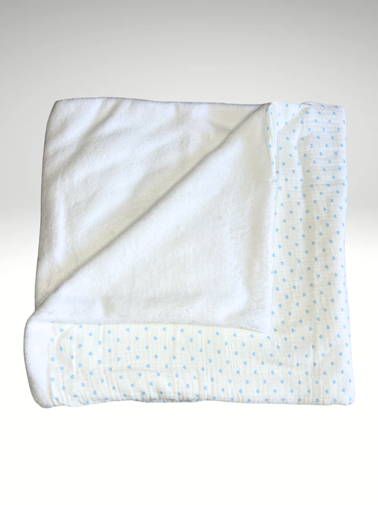 Plaid bébé coeurs ♥️ en gaze de coton