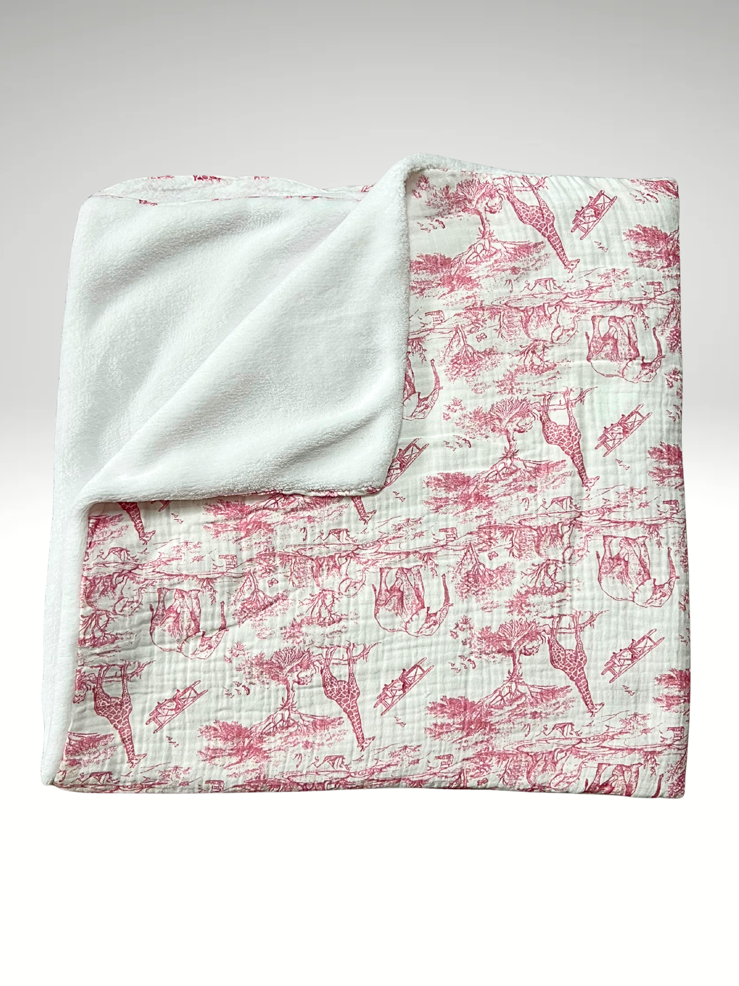 Plaid bébé SAFARI en gaze coton intérieur polaire