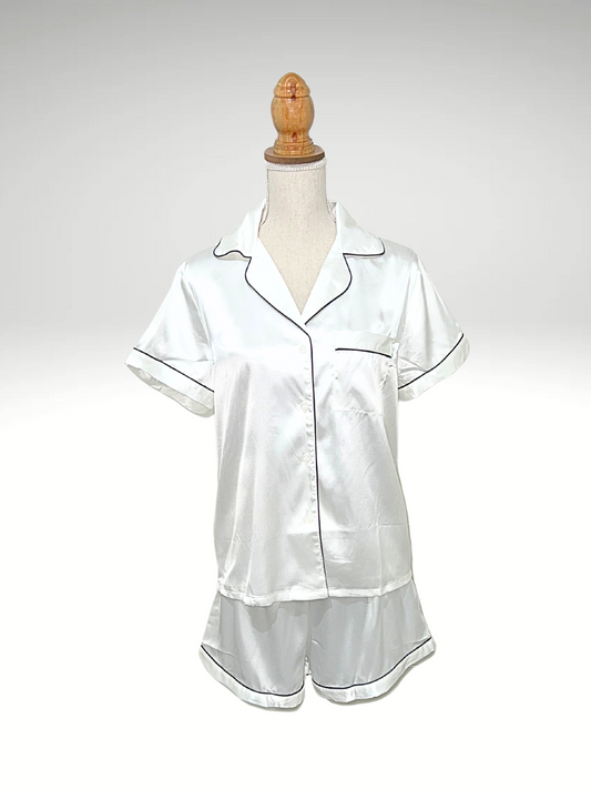 Pyjama 2 pièces en satin chemise short (135)