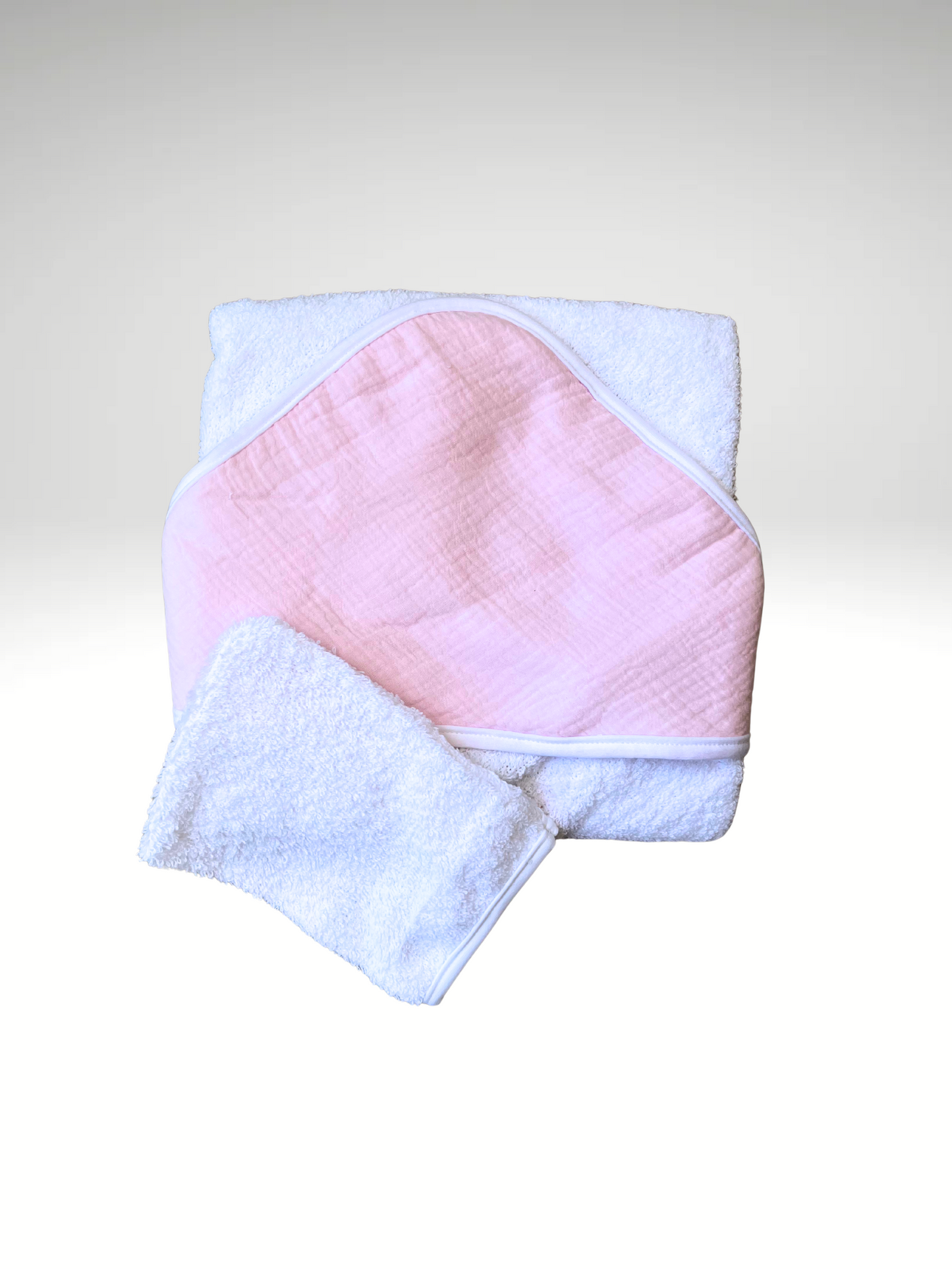 cape de bain + gant de toilette gaze de coton